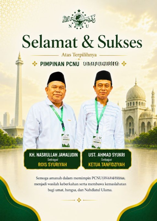PCNU  Pengurus Cabang Kabupaten Padang Pariaman Rois Syuriyah KH Nasrullah Jamaludin dan Ketua Tanfidziyah Ust Ahmad Syukri